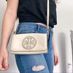Cream White Tory Burch Cross Body Purse